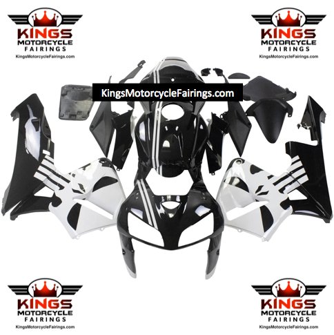 HONDA CBR600RR Fairings (2005-2006) Black, White Skull, Stripe at KingsMotorcycleFairings.com