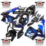 HONDA CBR600RR Fairings (2005-2006) Black, White, Blue Flames at KingsMotorcycleFairings.com