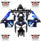 HONDA CBR600RR Fairings (2005-2006) Black, White, Blue Flames at KingsMotorcycleFairings.com