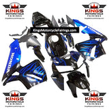 HONDA CBR600RR Fairings (2005-2006) Black, White, Blue Flames at KingsMotorcycleFairings.com