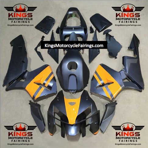 Honda CBR600RR Fairings (2005-2006) Matte Black, Light Orange at KingsMotorcycleFairings.com