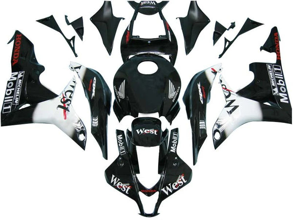 HONDA CBR600RR Fairings (2007-2008) Black, White West at KingsMotorcycleFairings.com