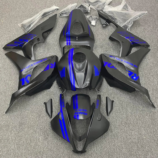 HONDA CBR600RR Fairings (2007-2008) Matte Black, Blue Repsol at KingsMotorcycleFairings.com