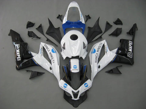 HONDA CBR 600 Fairings (2007-2008) White, Blue, Black Konica Minolta at KingsMotorcycleFairings.com