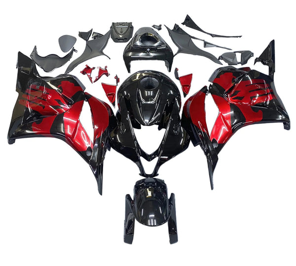 HONDA CBR 600 Fairings (2009-2012) Black, Candy Red Skulls at KingsMotorcycleFairings.com