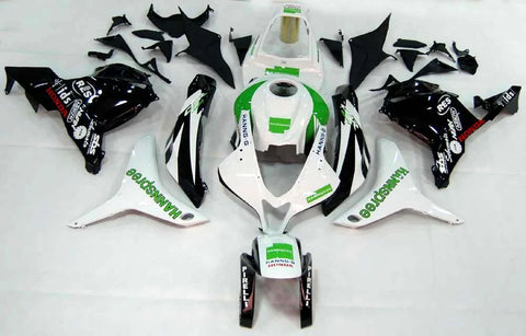 HONDA CBR600RR Fairings (2009-2012) White, Black, Green Hannspree at KingsMotorcycleFairings.com