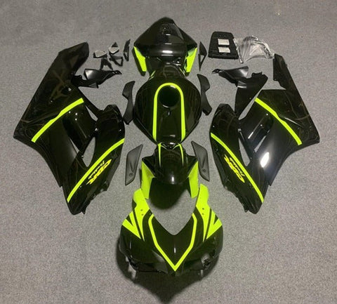 Honda CBR1000RR Fairings (2004-2005) Black, Neon Yellow Stripes at KingsMotorcycleFairings.com