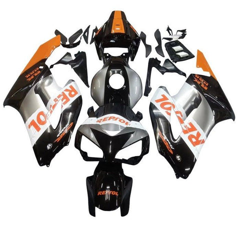 Honda CBR1000RR Fairings (2004-2005) Black, Silver, Orange Repsol at KingsMotorcycleFairings.com