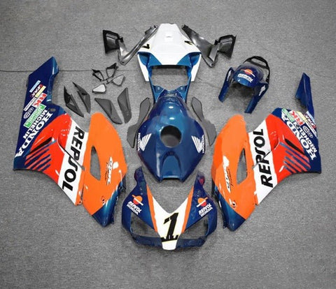 Honda CBR1000RR Fairings (2004-2005) Blue, Orange, White Repsol at KingsMotorcycleFairings.com