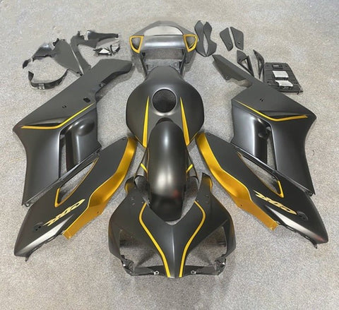 Honda CBR1000RR Fairings (2004-2005) Matte Black, Gold at KingsMotorcycleFairings.com