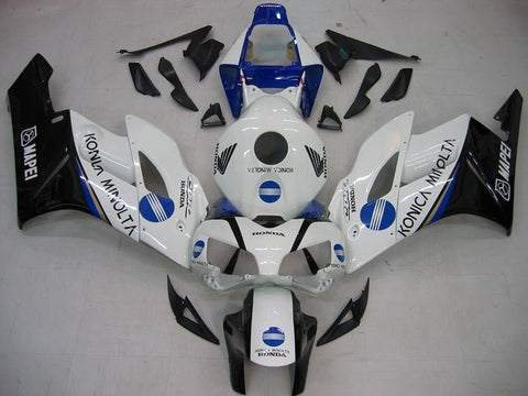 Honda CBR1000RR Fairings (2004-2005) White, Black, Blue Konica at KingsMotorcycleFairings.com