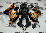 Honda CBR 600RR Fairings (2007-2008) Matte Black, Orange, Gears, Skull at KingsMotorcycleFairings.com