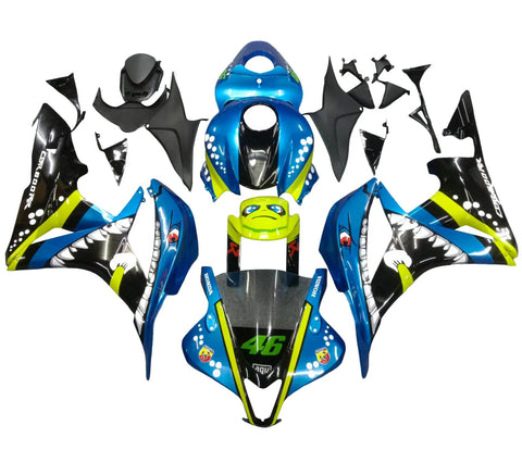 Honda CBR600RR Fairings (2007-2008) Blue, Neon Yellow Shark at KingsMotorcycleFairings.com