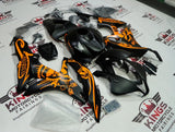 Honda CBR 600 Fairings (2007-2008) Matte Black, Orange, Gears, Skull at KingsMotorcycleFairings.com