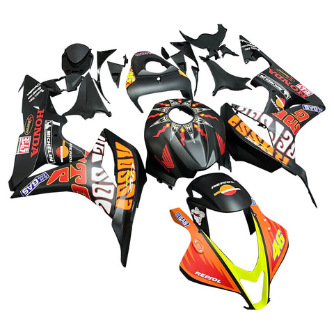 Honda CBR600RR Fairings (2007-2008) Matte Black, Orange, Neon Yellow Rossi at KingsMotorcycleFairings.com