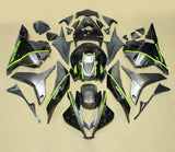 Honda CBR600RR (2009-2012) Black, Silver, Green Stripe Fairings