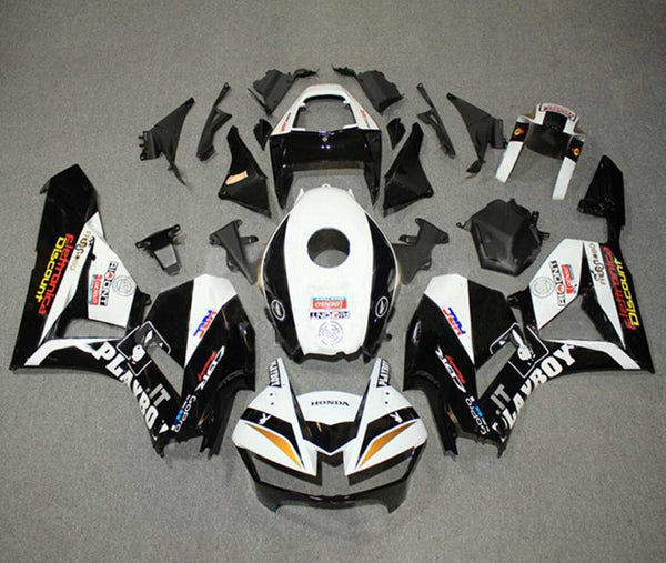 Honda CBR 600RR Fairings (2013-2023) White, Black Playboy at KingsMotorcycleFairings.com