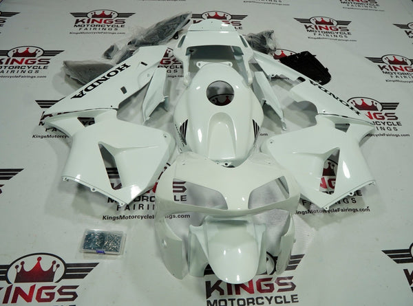 Honda CBR600RR (2003-2004) Pearl White, Black Fairings at KingsMotorcycleFairings.com