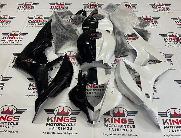 Honda CBR600RR (2007-2008) Black & Pearl White Split Fairings at KingsMotorcycleFairings.com