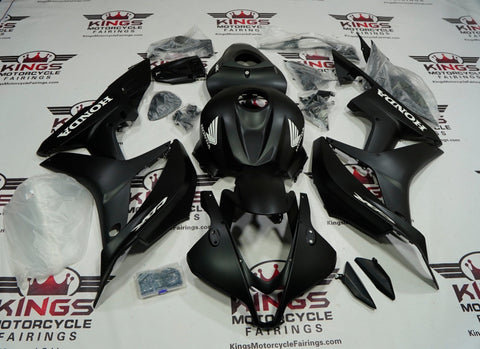 Honda CBR600RR (2007-2008) Matte Black, White Fairings at KingsMotorcycleFairings.com.