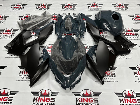 Kawasaki Ninja 400 Fairings (2018-2023) Dark Nardo Gray, Matte Black at KingsMotorcycleFairings.com