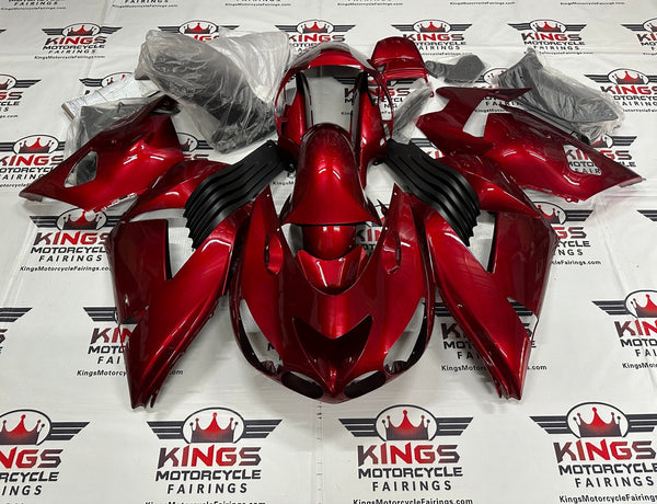 Kawasaki Ninja ZX14R (2006-2011) Candy Red & Matte Black Fairings at KingsMotorcycleFairings.com