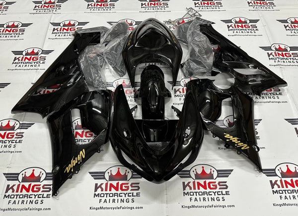 Kawasaki Ninja ZX6R 636 (2005-2006) Black, Gold Fairings at KingsMotorcycleFairings.com