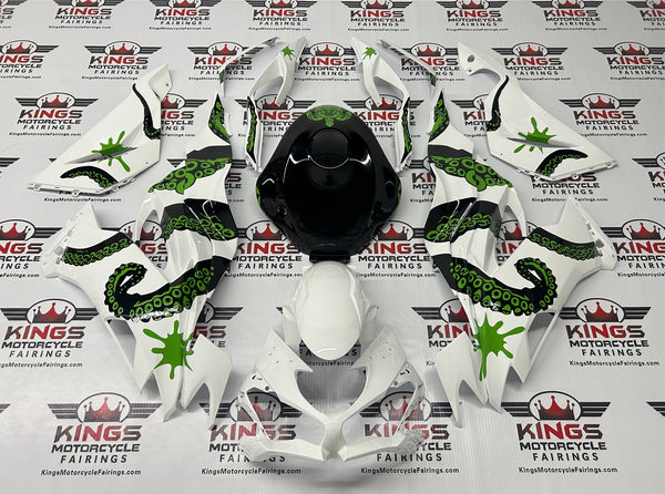 Fairing kit for a Kawasaki Ninja ZX6R 636 (2019-2023) White, Black, Green Octopus at KingsMotorcycleFairings.com