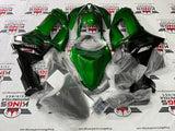 Fairings for Kawasaki Ninja ZX6R 636 (2007-2008) Green, Black Flames at KingsMotorcycleFairings.com