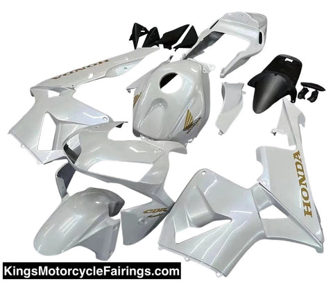 KingsMotorcycleFairings.com - Honda CBR600RR (2003-2004) Pearl White, Gold Fairings