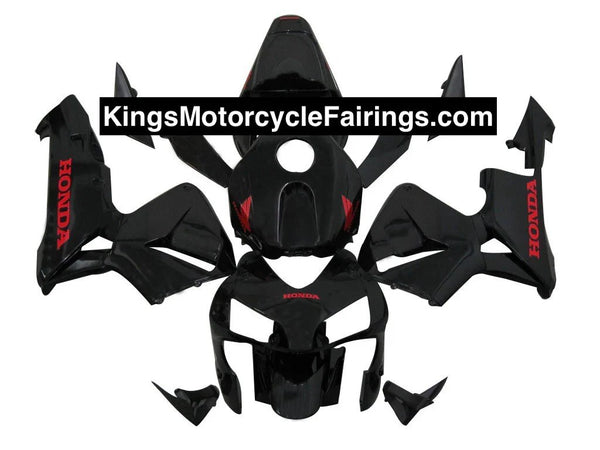 Honda CBR600RR (2003-2004) Matte Black, Red Fairings at kingsMotorcycleFairings.com