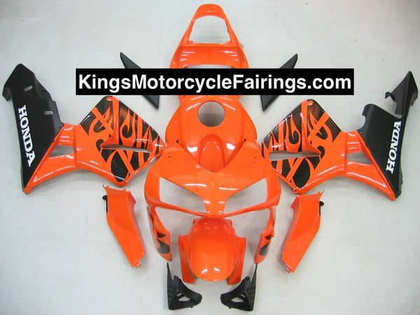 Honda CBR600RR (2003-2004) Orange, Black Tribal Fairings at KingsMotorcycleFairings.com