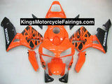 Honda CBR 600 Fairings (2003-2004) Orange, Black Tribal at KingsMotorcycleFairings.com