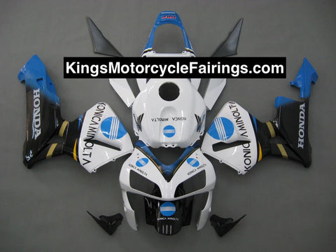 Honda CBR600RR (2003-2004) White, Black, Blue Konica Minolta Fairings at KingsMotorcycleFairings.com