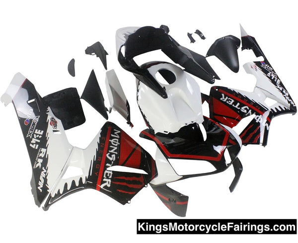 Honda CBR600RR (2003-2004) White, Black, Red Monster Energy Fairings at KingsMotorcycleFairings.com