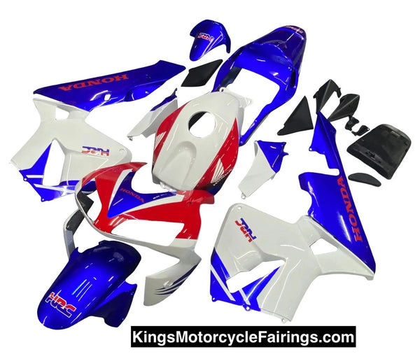 Honda CBR600RR (2003-2004) White, Blue, Red HRC Fairings at KingsMotorcycleFairings.com