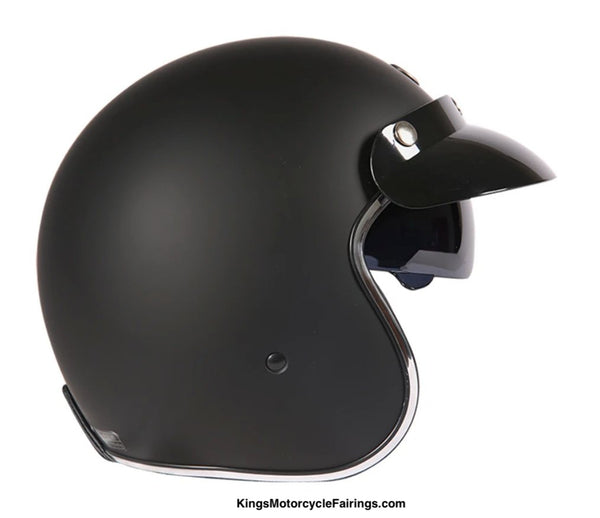 Matte Black 3/4 Open Face Retro Motorcycle Helmet at KingsMotorcycleFairings.com