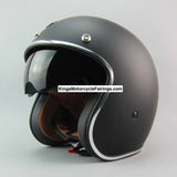 Matte Black 3/4 Open Face Retro Motorcycle Helmet at KingsMotorcycleFairings.com