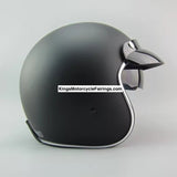 Matte Black 3/4 Open Face Retro Motorcycle Helmet at KingsMotorcycleFairings.com