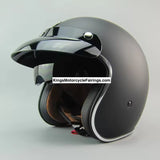 Matte Black 3/4 Open Face Retro Motorcycle Helmet at KingsMotorcycleFairings.com