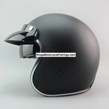 Matte Black 3/4 Open Face Retro Motorcycle Helmet at KingsMotorcycleFairings.com