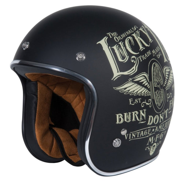 Matte Black Lucky 13 Open face Motorcycle Helmet at KingsMotorcycleFairings.com