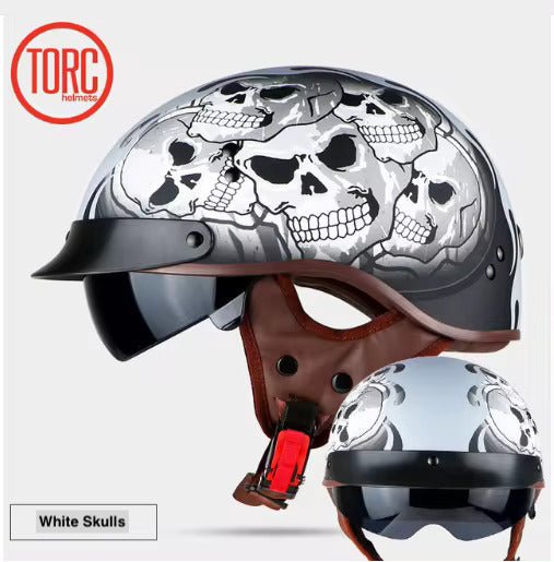 Matte Black, White Skulls Motorcycle Helmet at KingsMotorcycleFairings.com