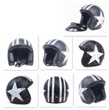 Matte Black, White Star Cafe Racer Motorcycle Helmet at KingsMotorcycleFairings.com