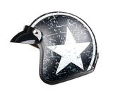 Matte Black, White Star Cafe Racer Motorcycle Helmet at KingsMotorcycleFairings.com