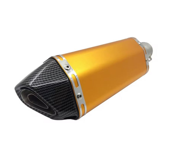 Motorcycle Exhaust Muffler (Yellow Gold) 150-250cc at KingsMotorcycleFairings.com 