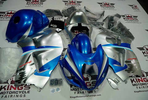 SUZUKI GSXR1300 HAYABUSA (1999-2007) LIGHT BLUE, SILVER, CHROME FAIRINGS at KingsMotorcycleFairings.com