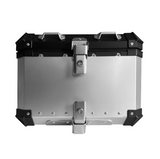 Silver Black 55L Aluminum Motorcycle Top Box Storage at KingsMotorcycleFairings.com