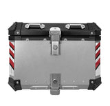 Silver Red 55L Aluminum Motorcycle Top Box Storage at KingsMotorcycleFairings.com