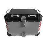 Silver Red 55L Aluminum Motorcycle Top Box Storage at KingsMotorcycleFairings.com